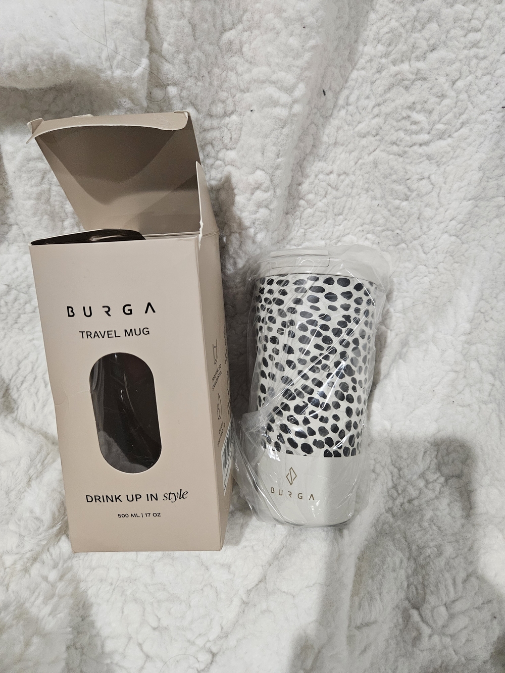 BURGA Leopard Print Travel Mug 17 oz 500 mL New in Box